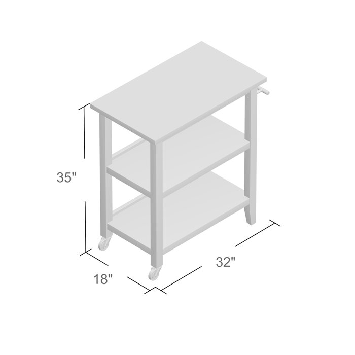 Andover Mills™ Raabe 32'' Wide Rolling Kitchen Cart with Solid Wood Top